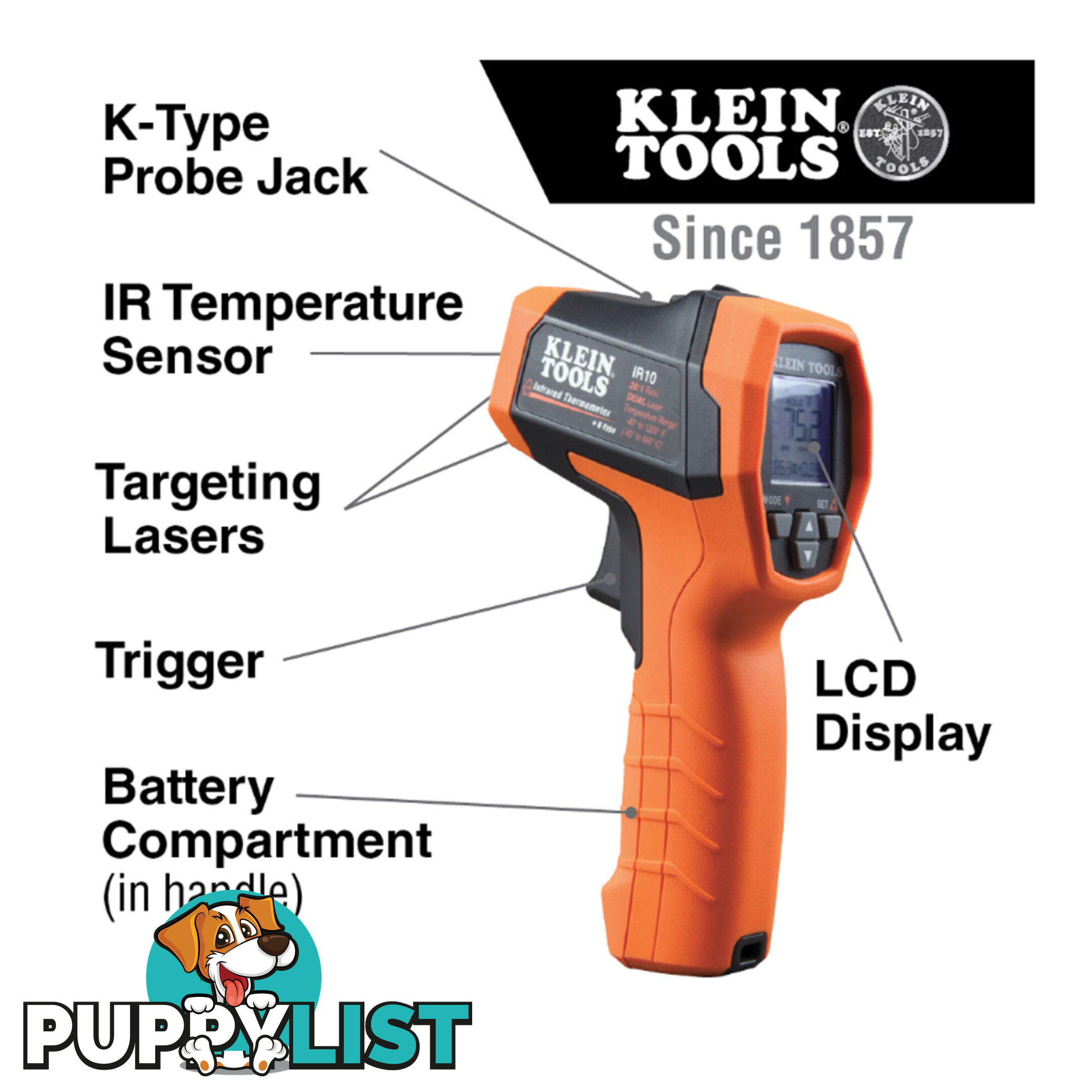 Klein Dual-laser infrared thermometer  - 20:1 -40 to 650Â°C SKU - IR10