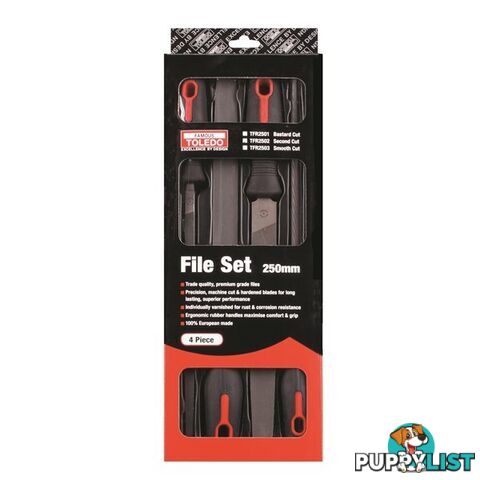 Toledo File Set Second Cut  - 250mm 4 Pc SKU - TFR2502