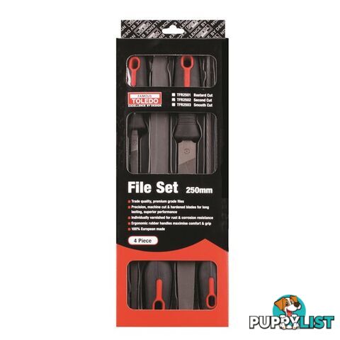 Toledo File Set Second Cut  - 250mm 4 Pc SKU - TFR2502