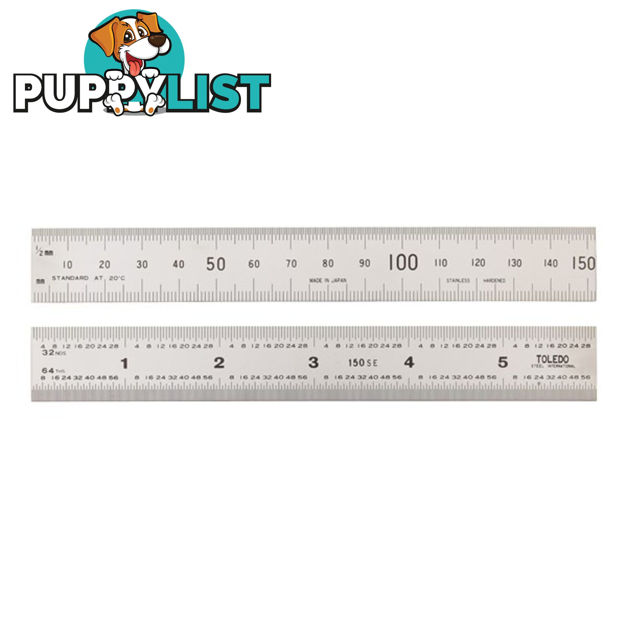 Toledo Stainless Steel Rule Double Sided Metric   Imperial  - 150mm SKU - 150SE