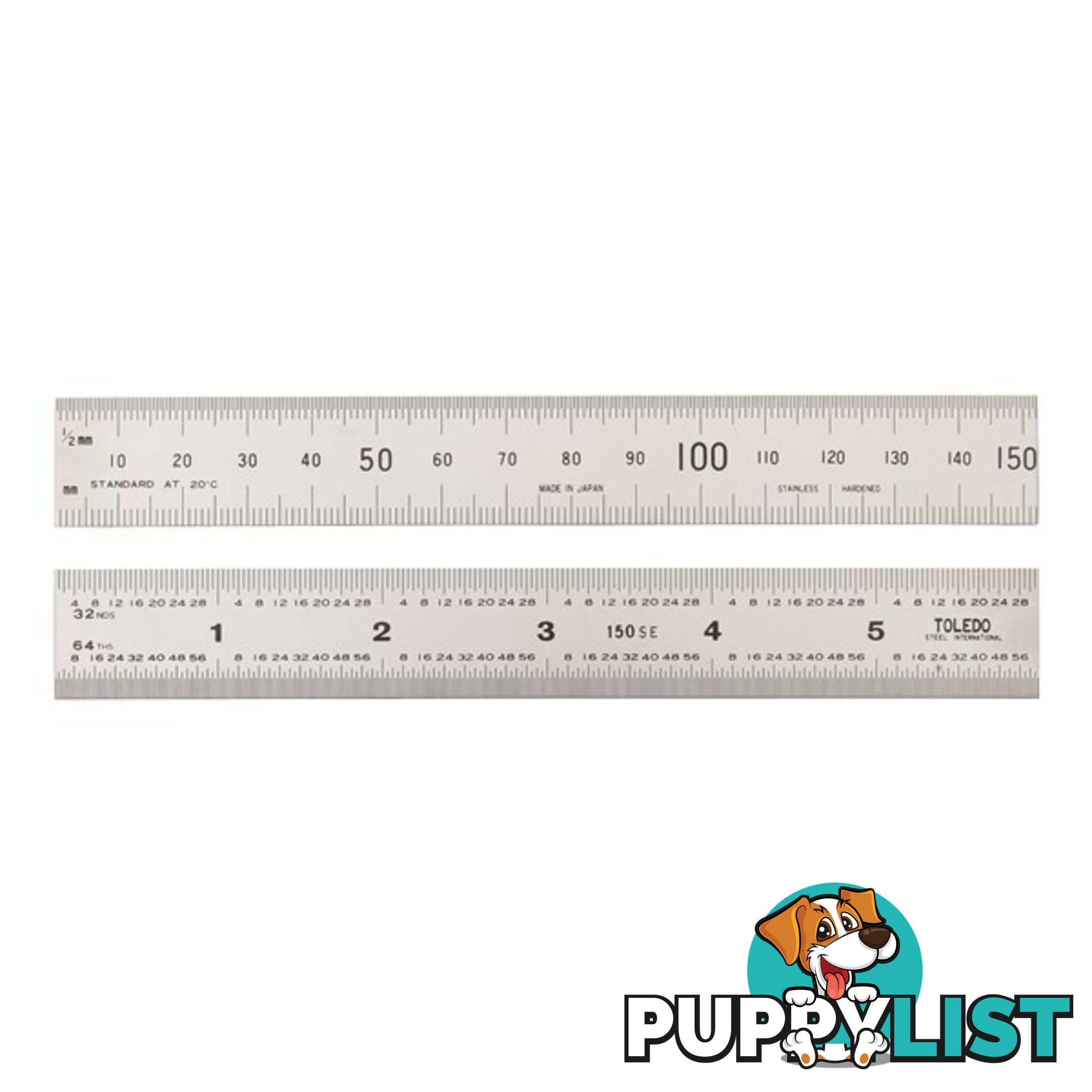 Toledo Stainless Steel Rule Double Sided Metric   Imperial  - 150mm SKU - 150SE