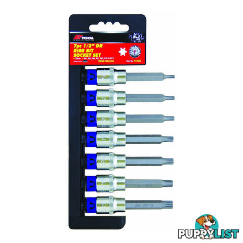 PK Tools 1/2 " dr Ribe Bit Socket 7pc Set SKU - PT12002