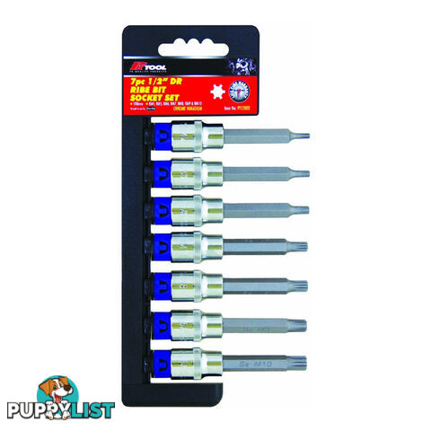 PK Tools 1/2 " dr Ribe Bit Socket 7pc Set SKU - PT12002