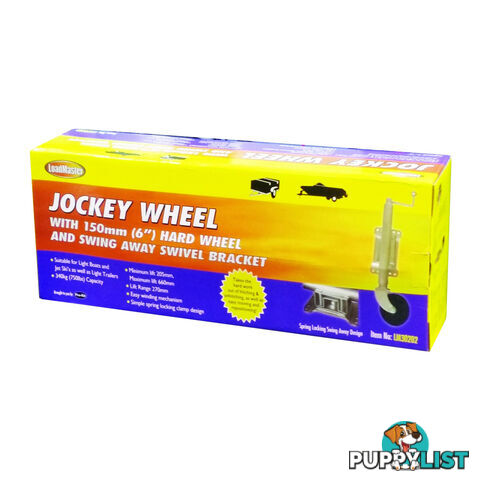 LoadMaster Jockey Wheel 150mm (6 ") Hard Wheel, Swing Away Swivel Bracket SKU - LM30202