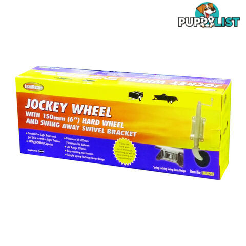 LoadMaster Jockey Wheel 150mm (6 ") Hard Wheel, Swing Away Swivel Bracket SKU - LM30202