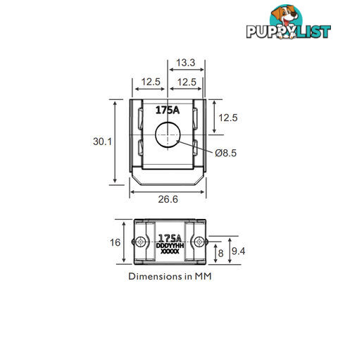 ZCase Fuse Bolt Down Style 40  - 600amp 12  - 32vdc