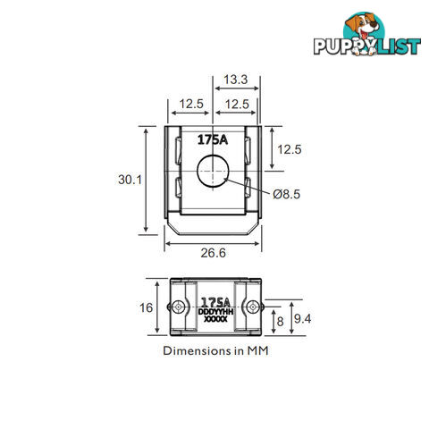 ZCase Fuse Bolt Down Style 40  - 600amp 12  - 32vdc