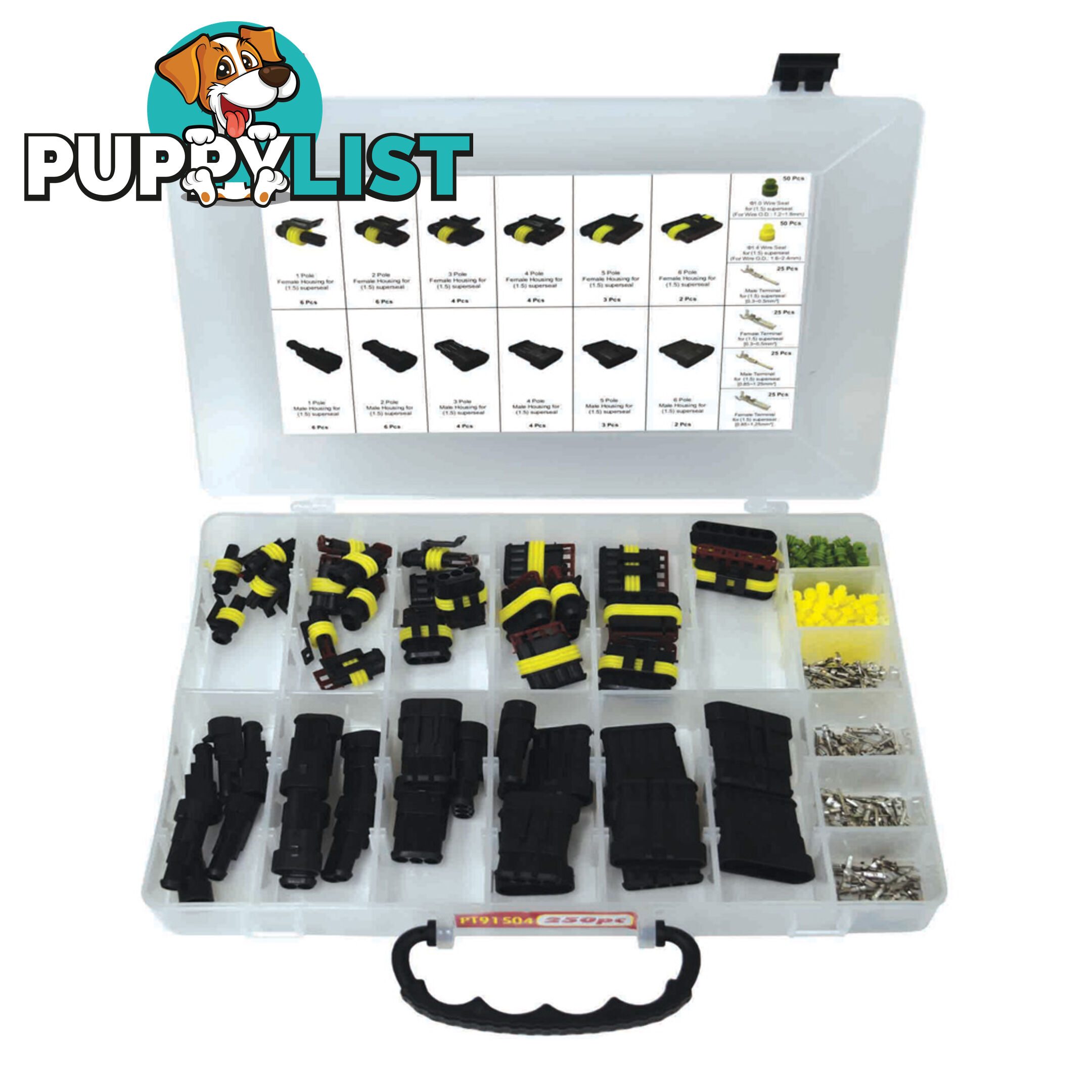 Superseal Electrical Wire Connector Assortment 250pc Set SKU - PT91504