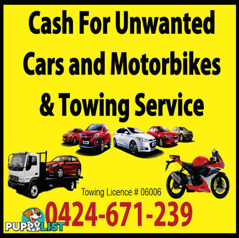 CASH FOR CARS AND MOTRBIKES ,UNWANTED CARS ,WRECKING TOWING SERVICE