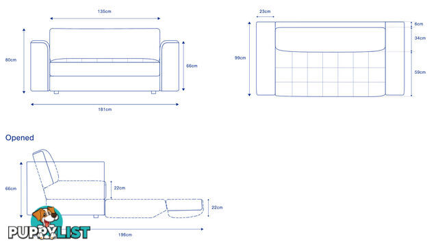 Sofa Bed (Rio, Ecosa) 2.5 Seats