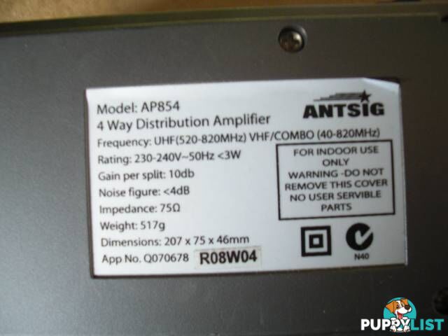 Antsig AP854 4 Way Distribution Amplifier with surge protection