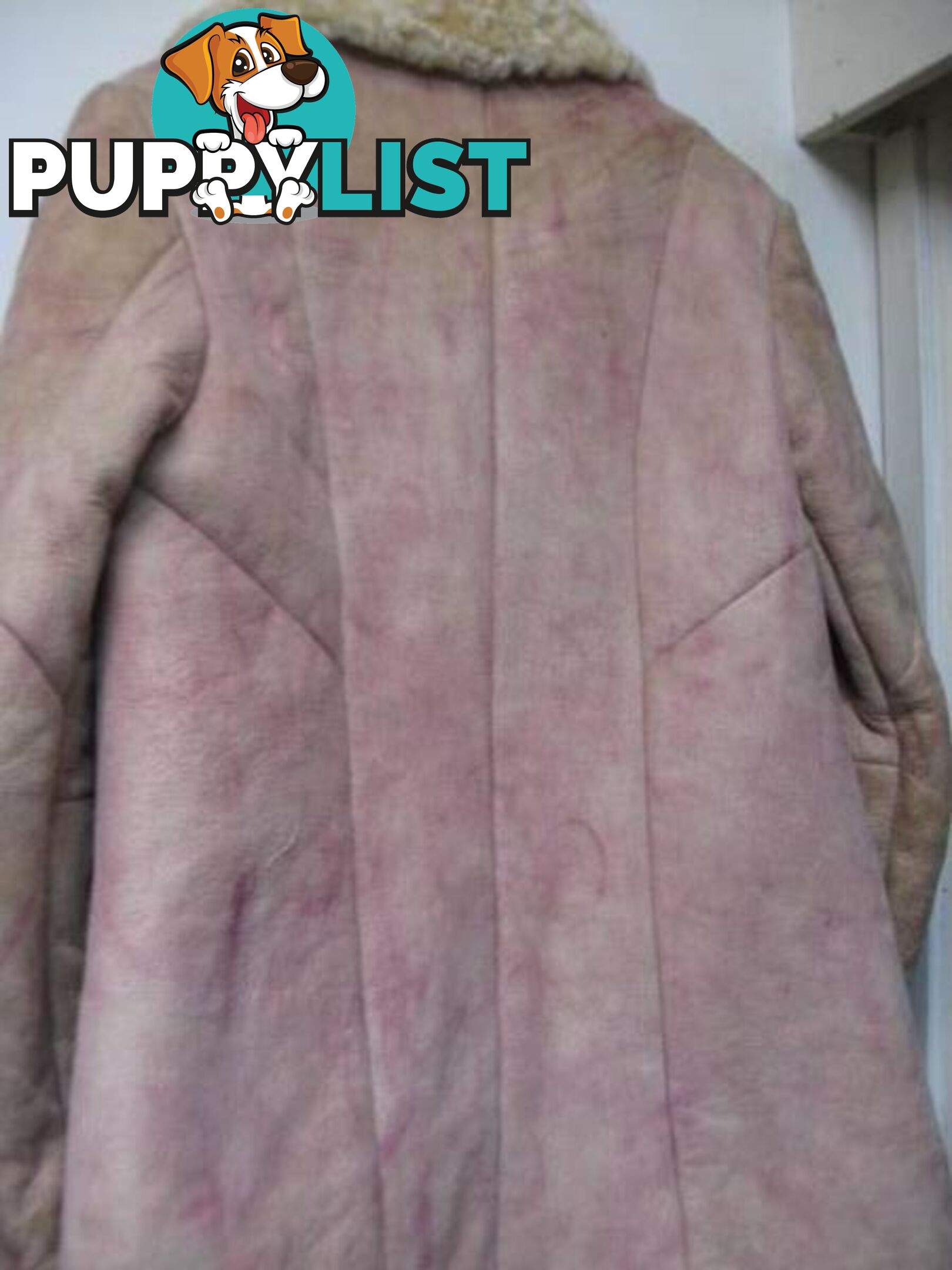 LAMBSKIN COAT THICK HEAVY OUTER PINK TINT NATURAL INNER