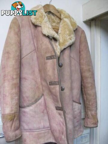 LAMBSKIN COAT THICK HEAVY OUTER PINK TINT NATURAL INNER