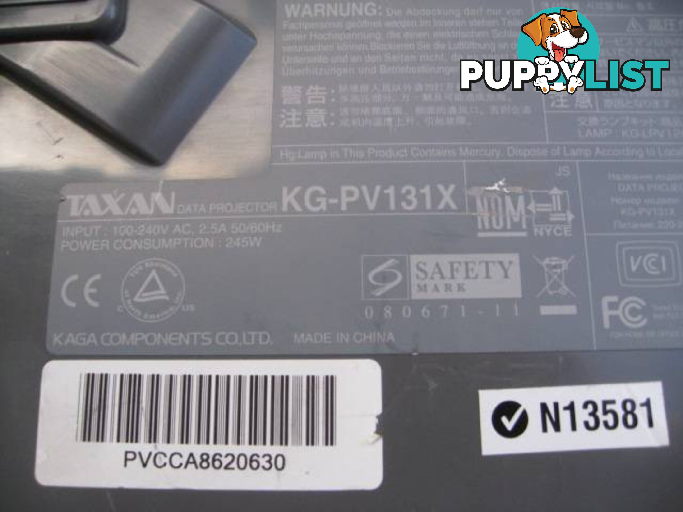 Taxan KG-PV131X DLP Projector pickup 3168 call ******5372