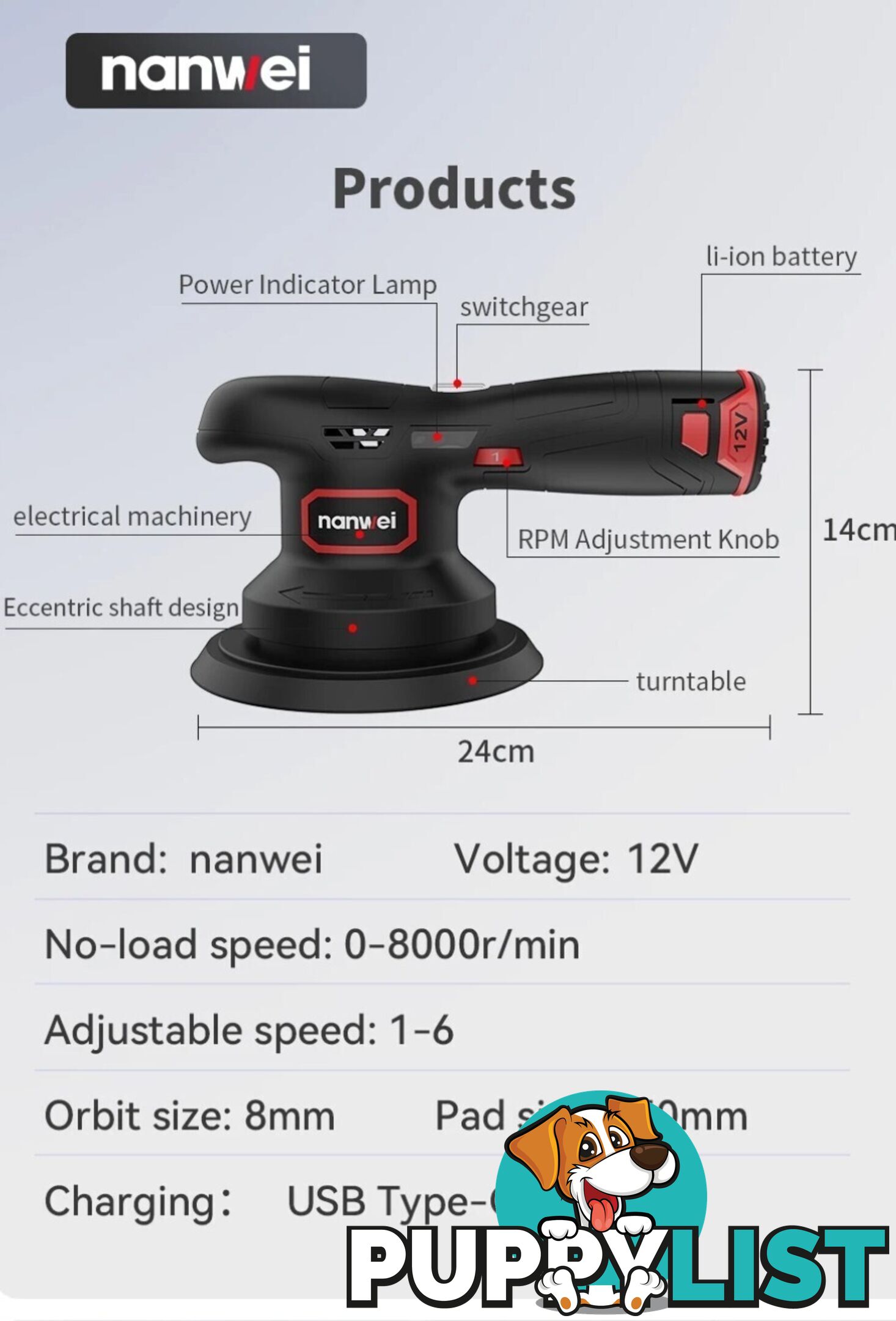 6&quot;150mm 12v Cordless Orbital Sander Polisher