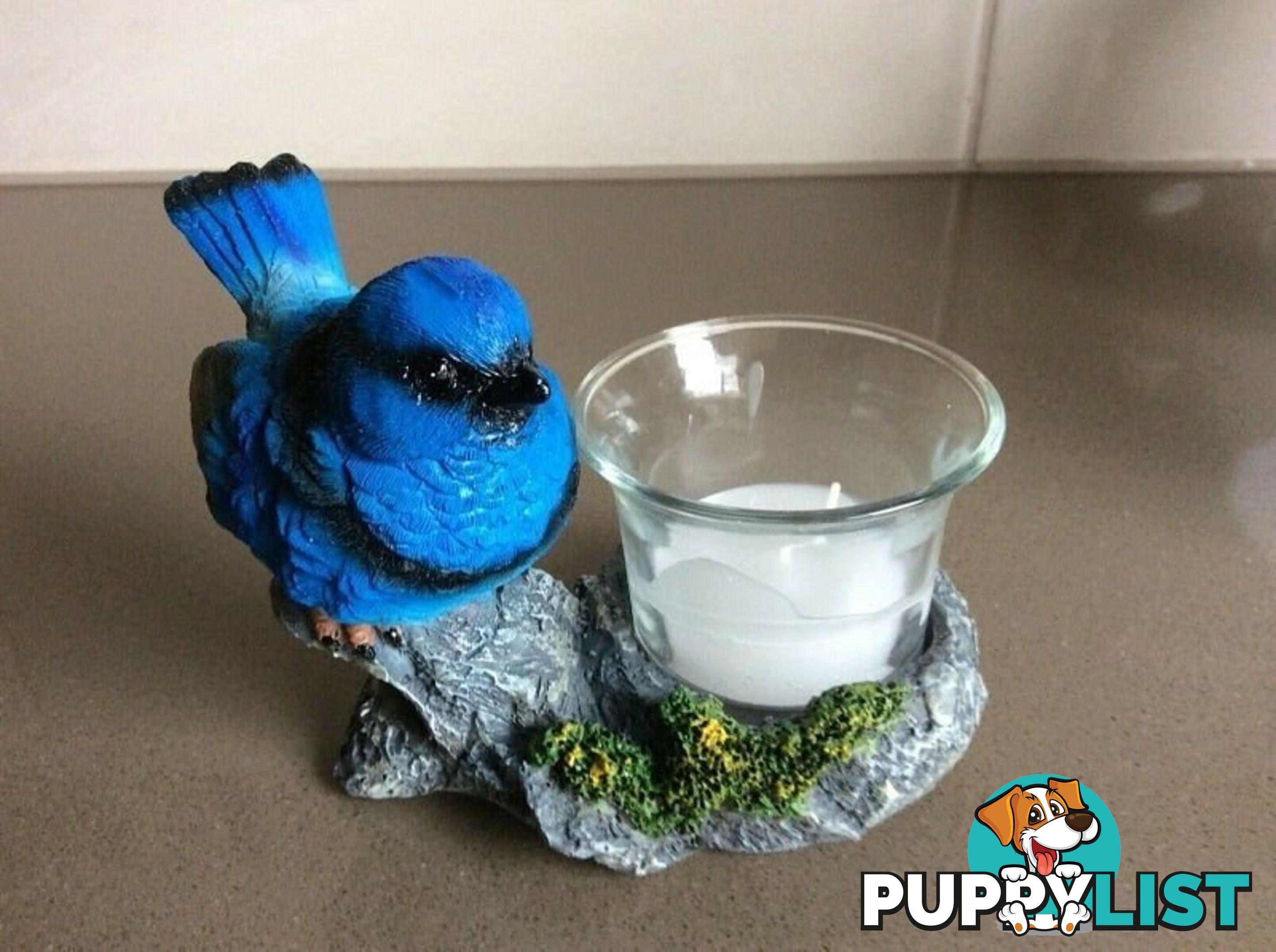 Blue Wren Tealight Holder Figurine