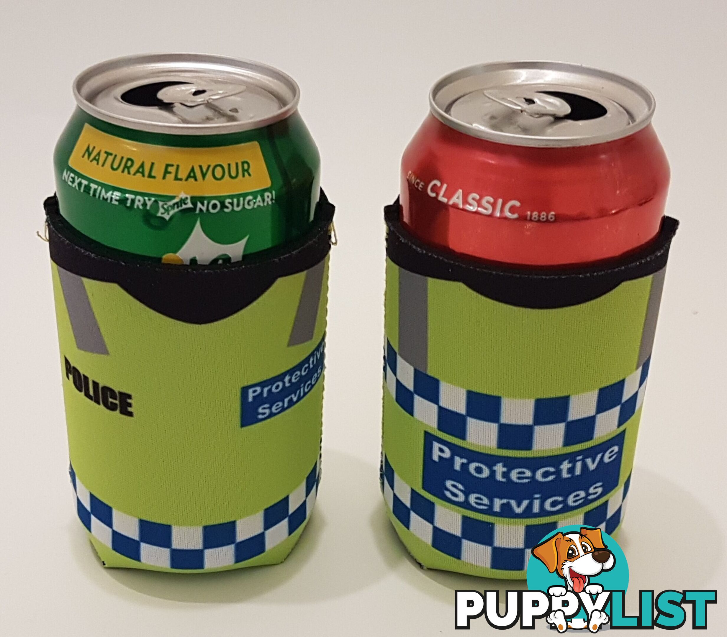 Police Protective Services Keyring and Stubby Holder.