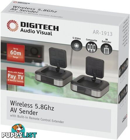 Wireless 5.8GHz AV Sender/Receiver with wideband IR Extender FOXTEL IQ2 - DIGITECH