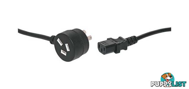 10m 3 Pin Piggyback to IEC C13 Black Extension Lead - POWERTRAN