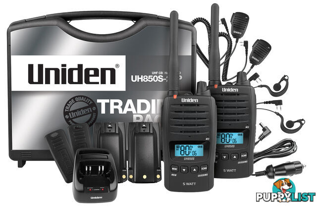 UNIDEN UH850S-2TP 5 Watt UHF Waterproof CB Handheld â Tradies Pack - UNIDEN