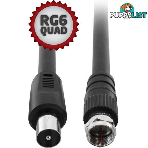 1.5M RG6QUAD PAL TO 'F' FLYLEAD LEAD BLACK - PRO2