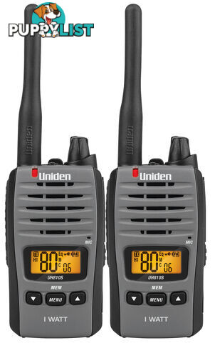 UNIDEN UH810S-2 1WATT UHF HANDHELD - TWIN PACK - UNIDEN