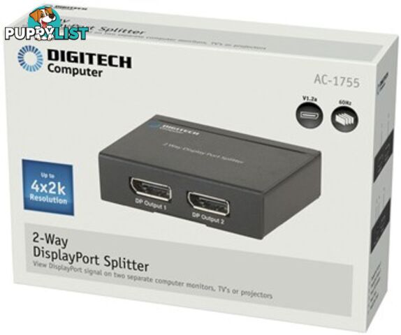 2 Way DisplayPort Splitter - DIGITECH