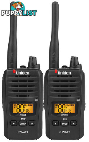 UNIDEN UH820S-2 2 WATT UHF HANDHELD - TWIN PACK - UNIDEN