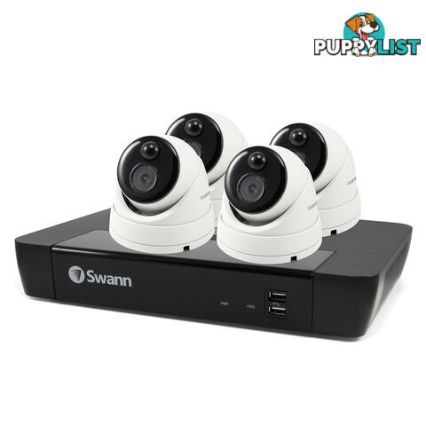 Swann 8CH 4K NVR Kit with 4 x 5MP PIR Dome Cameras - SWANN