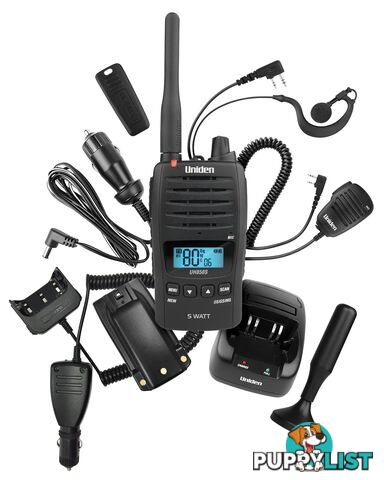 Uniden UH850S-DLX 5 Watt UHF Waterproof CB Handheld Radio â Deluxe Pack - UNIDEN