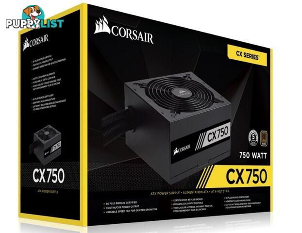 Corsair 750W CX 80+ Bronze 120mm FAN Black ATX PSU 5 Years Warranty - CORSAIR