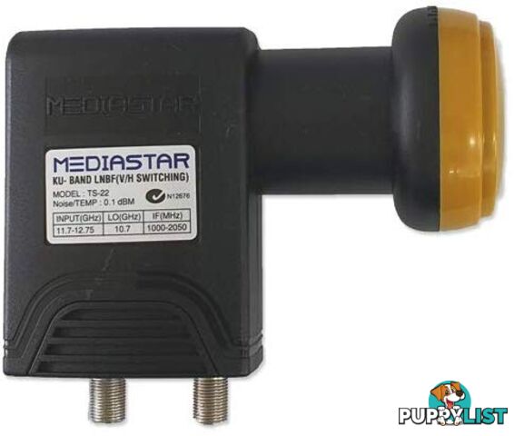 Mediastar KU Band Dual/Twin 10700 mhz Twin OUPUT LNB VAST Foxtel Austar OPTUS C1/D2 - MEDIASTAR