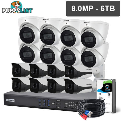 Compact 16 Channel 8.0MP HDCVI Surveillance Kit (16 x Fixed Cameras, 6TB HDD) - WATCHGUARD