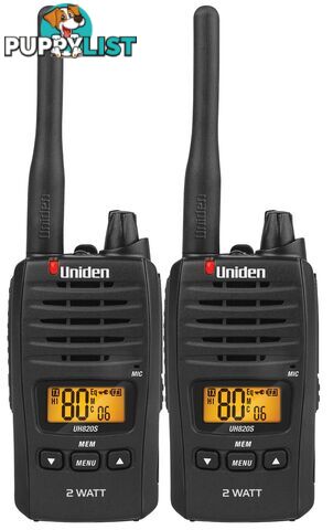 UNIDEN UH820-2 2 WATT UHF HANDHELD - TWIN PACK - UNIDEN