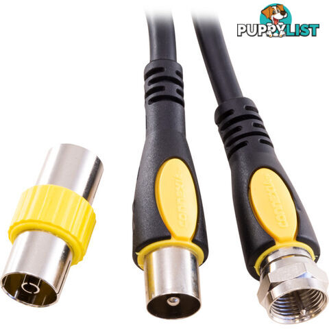 2M F PLUG TO PAL PLUG TV CABLE WITH PAL FEMALE ADAPTOR - CONNEXIA