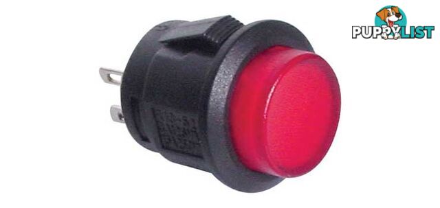 SPST Momentary LED Red Solder Tail Pushbutton Switch