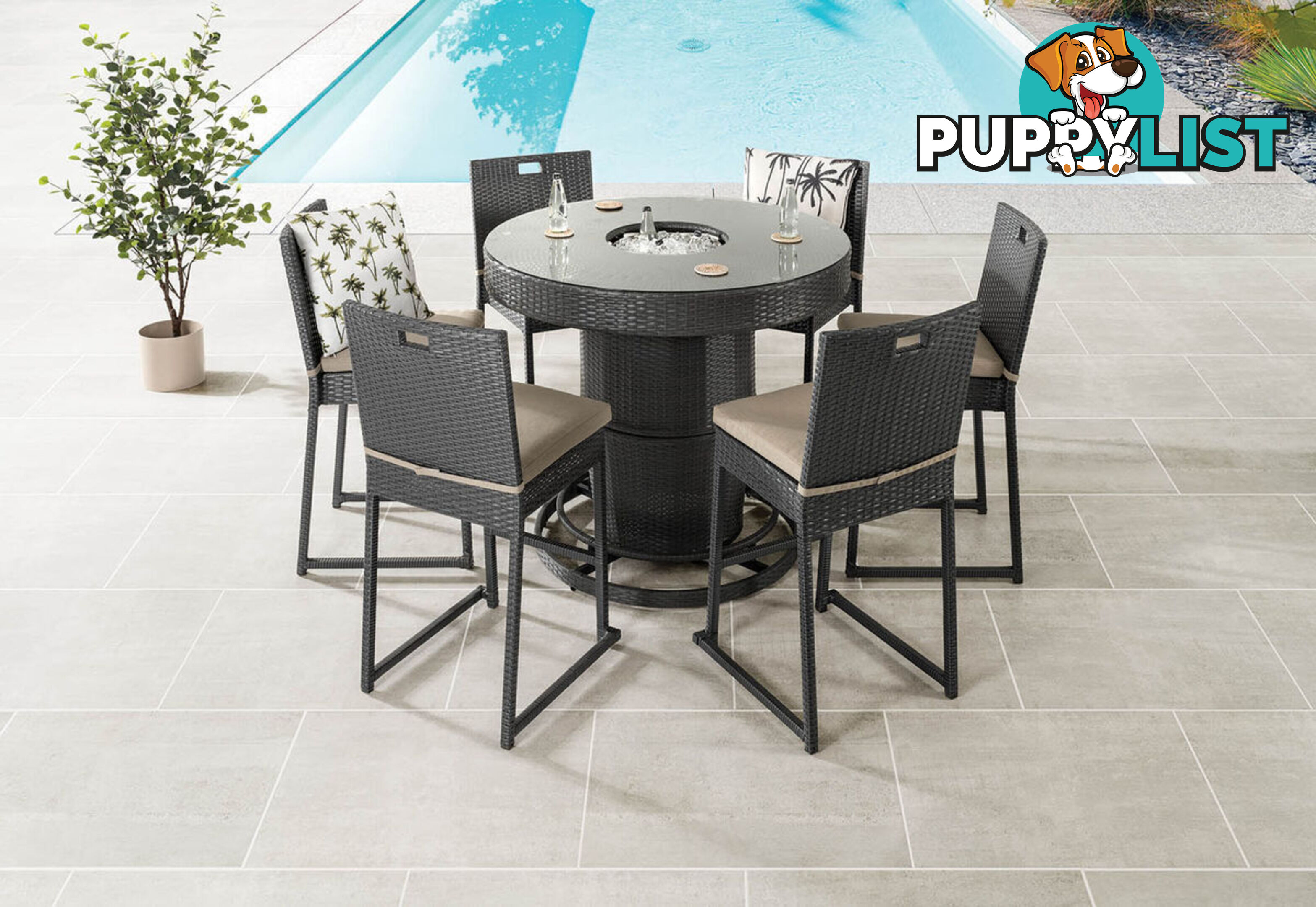 COLDIE 7 Piece Outdoor Bar Setting