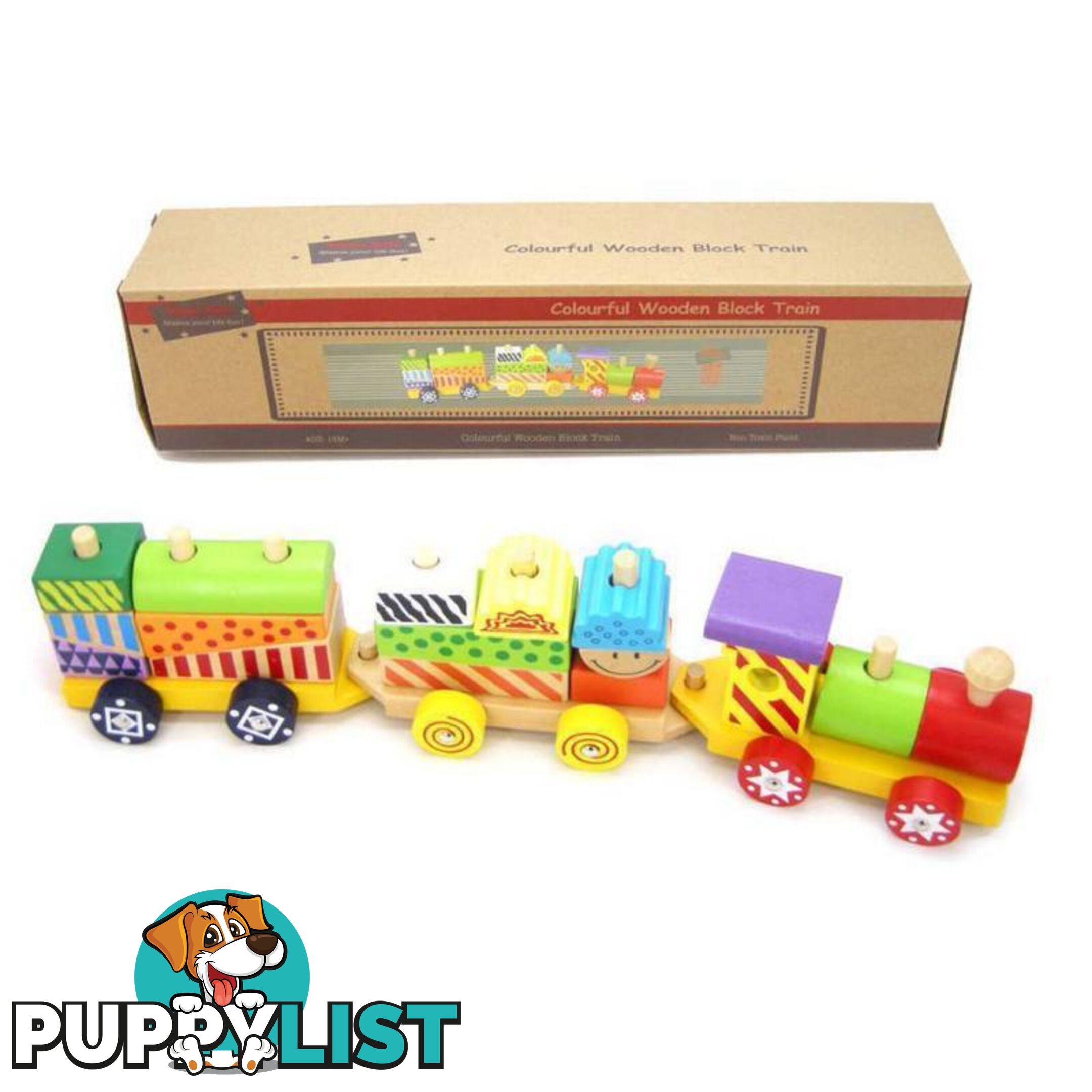 COLOURFUL WOODEN BLOCK TRAIN