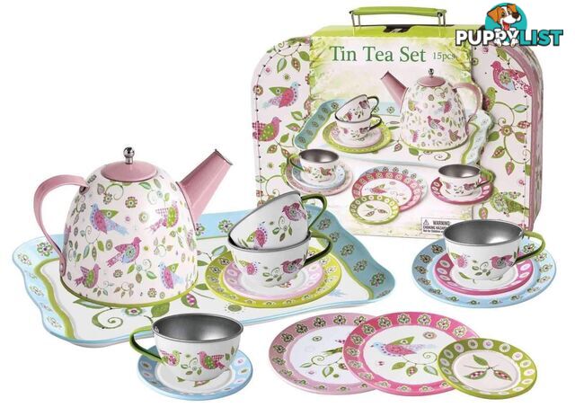 Bird Tin Tea Set Suit Case