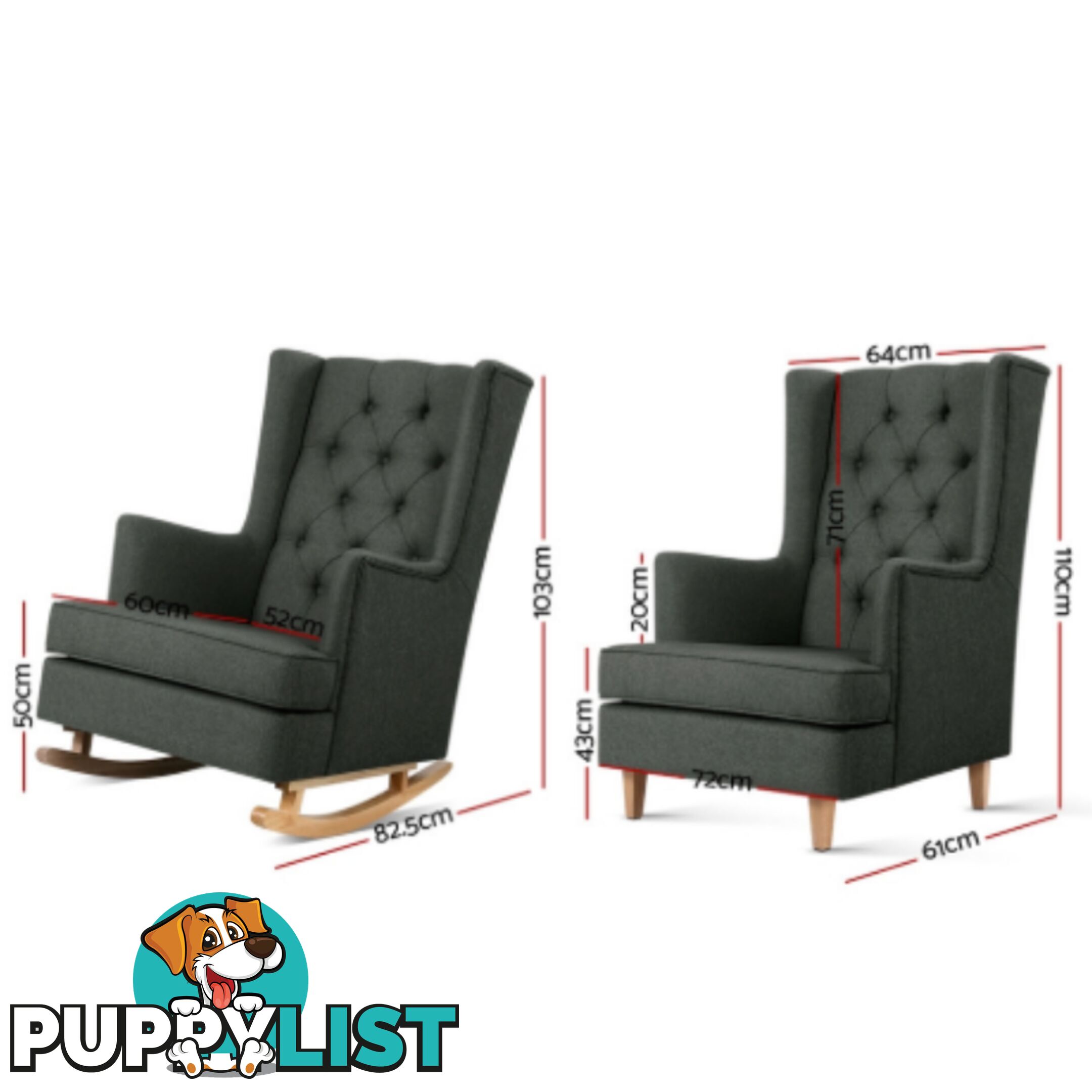 Charcoal Fabric Rocking Feeding Chair