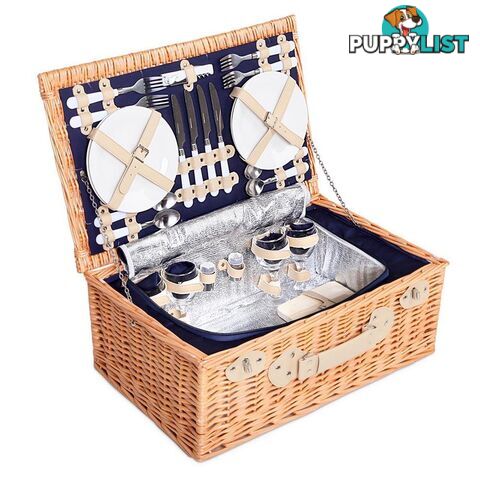 Alfresco 4 Person Picnic Basket Blue Deluxe