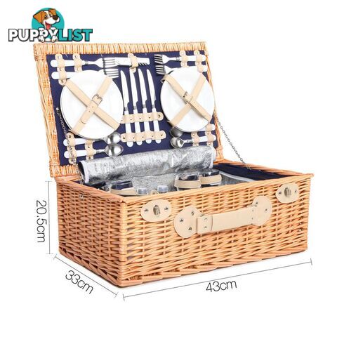 Alfresco 4 Person Picnic Basket Blue Deluxe