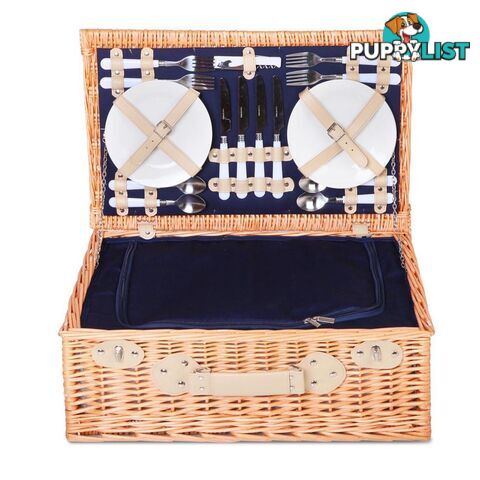 Alfresco 4 Person Picnic Basket Blue Deluxe