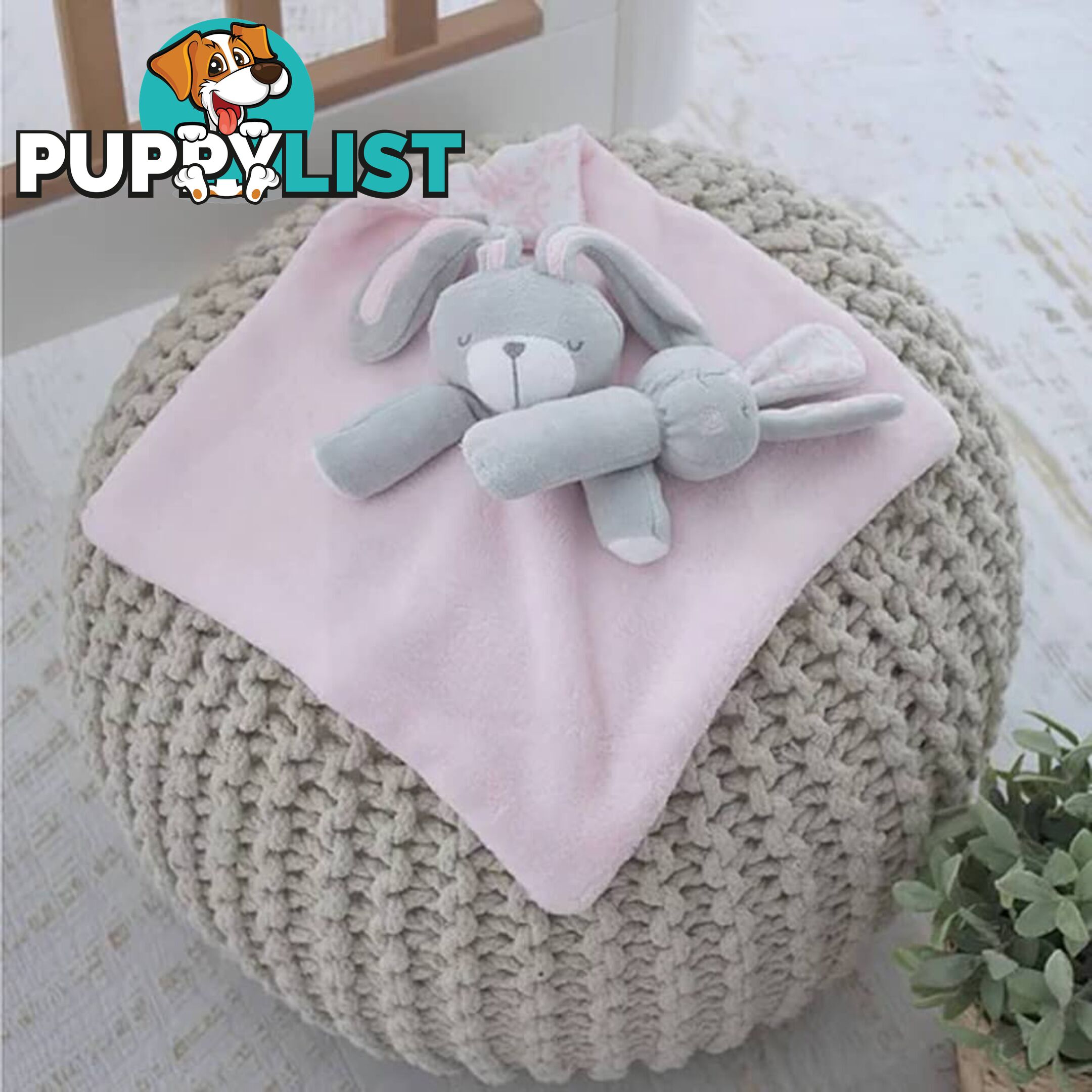 Bunny Hop Security Blanket & Rattle Set