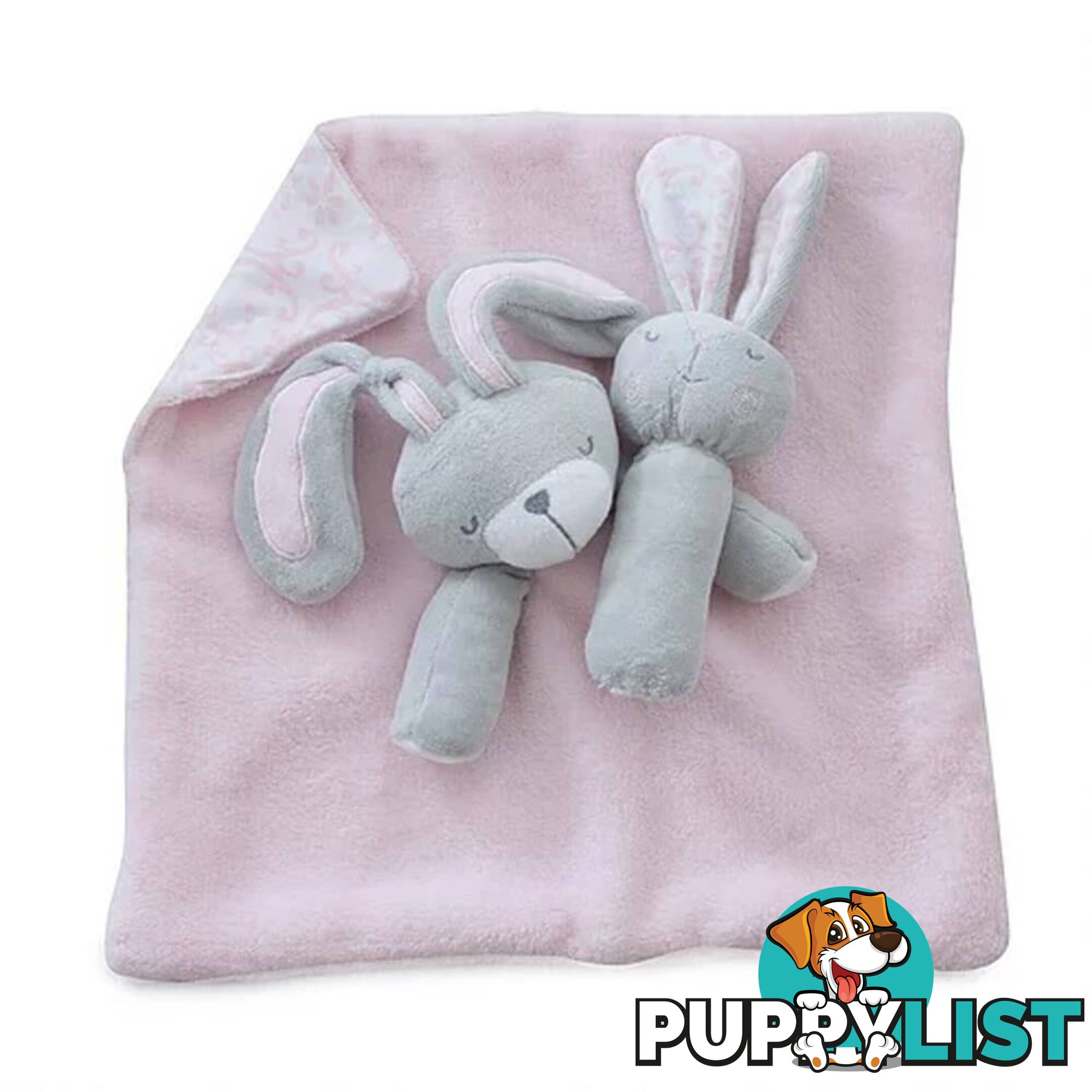 Bunny Hop Security Blanket & Rattle Set