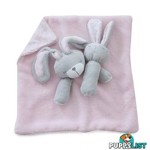 Bunny Hop Security Blanket & Rattle Set