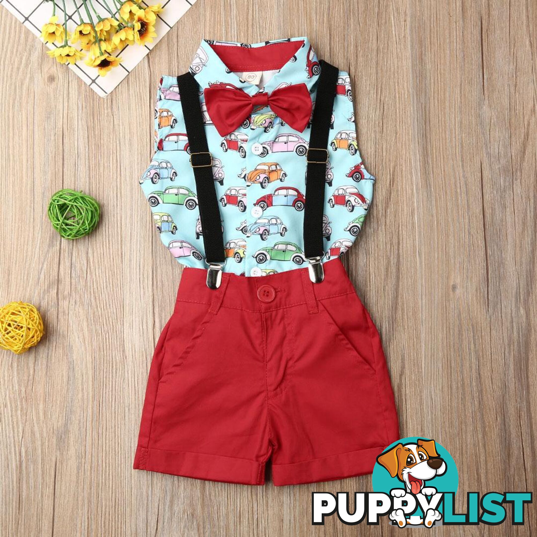 Car Bowtie Overall Set