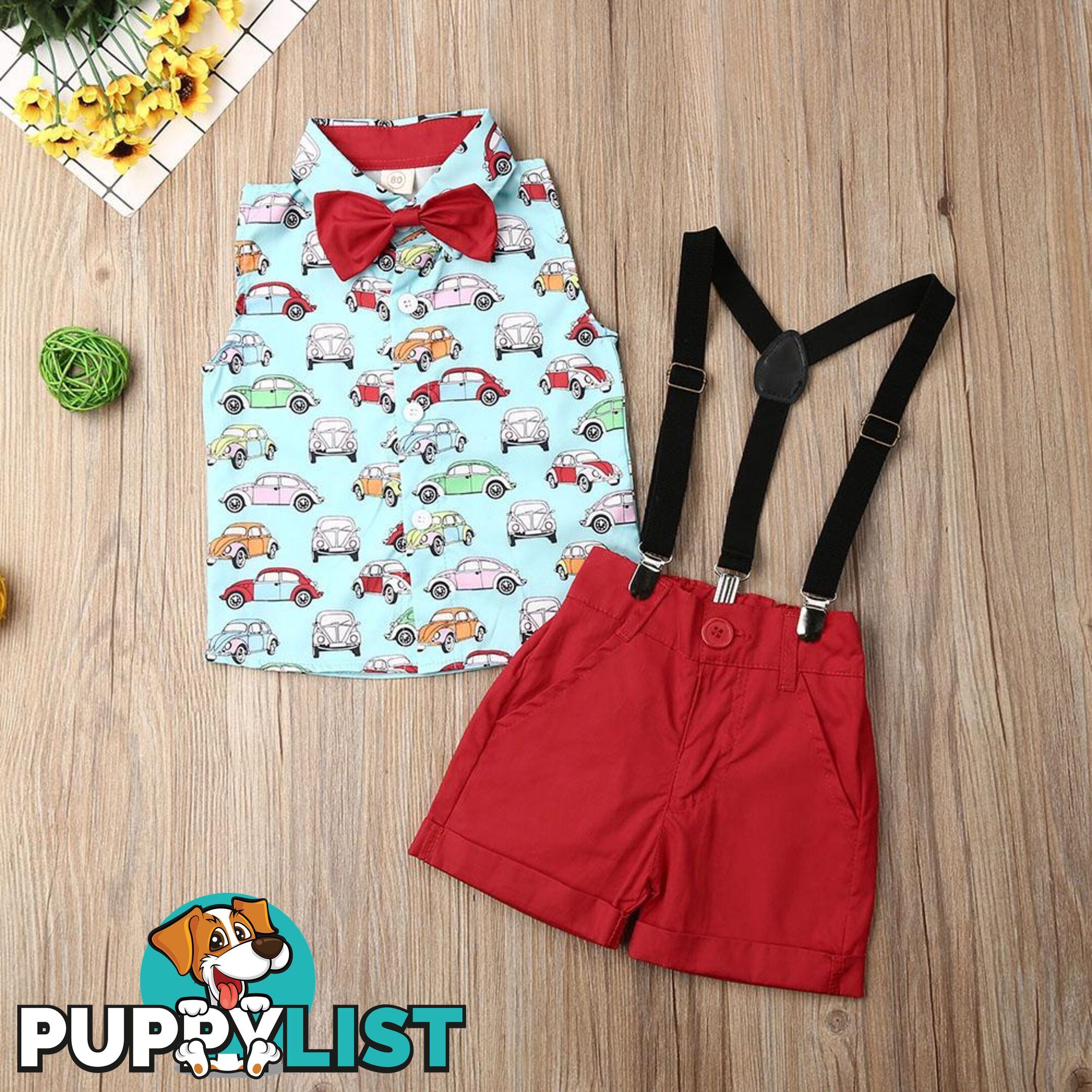 Car Bowtie Overall Set