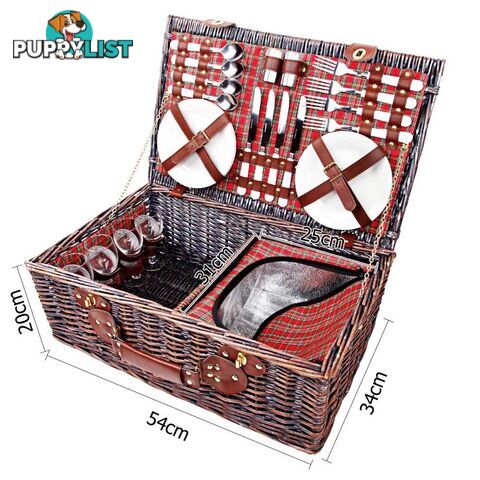 Alfresco 4 Person Picnic Basket Red Handle Corporate Blanket