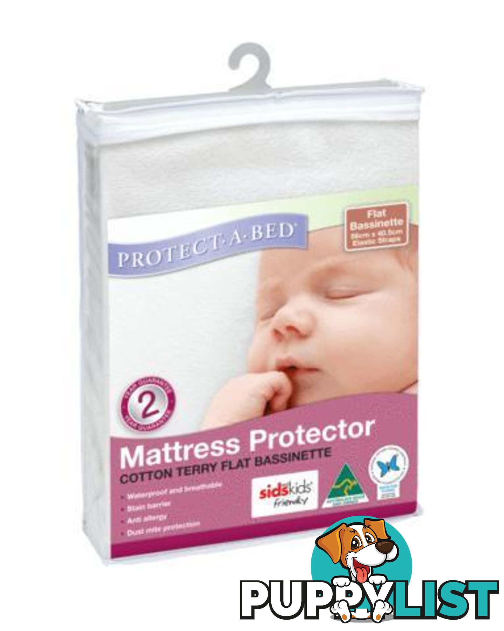 Cotton Terry Bassinet Mattress Protector with Elastic Straps